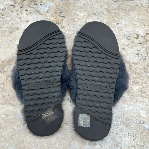 Lamo Slippers Womens Size S Gray Amelia Fluffy Flip Flops Slides Sheepskin Cozy - Picture 9 of 11